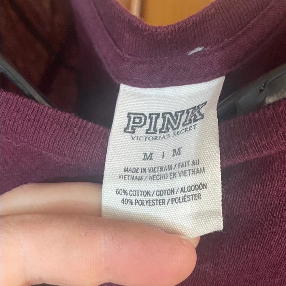 Victoria's Secret Pink Maroon Top cheetah print sparkly long sleeve top medium - Picture 4 of 7